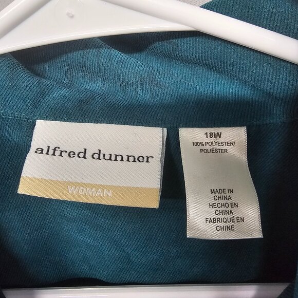 Alfred Dunner Blouse Shacket Green Embroidered Casual Boho Cottage 18W - Picture 7 of 9